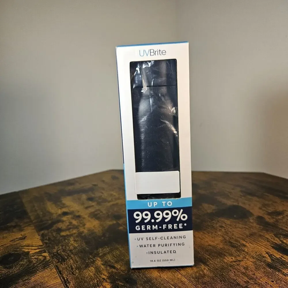 UVBrite TT-B02 Go Self Cleaning Water Bottle Purifier 18.6oz Black Insulated New